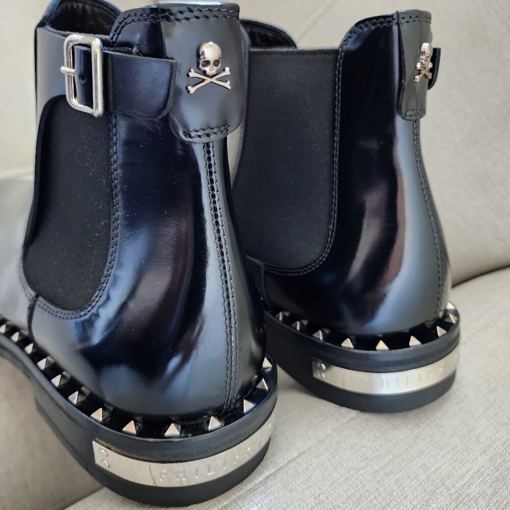 NWT - Philipp Plein Mid Flat Boots Bold Meets Luxe ⚡🖤(#88) - Picture 5 of 11
